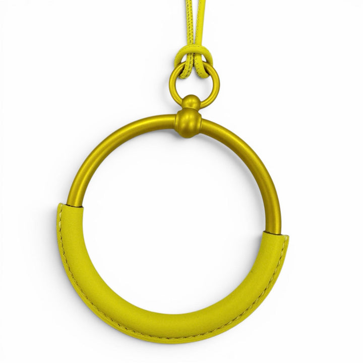 Excellent HERMES Necklace Loop Gran Necklace Yellow (Jaune type) leather Women
