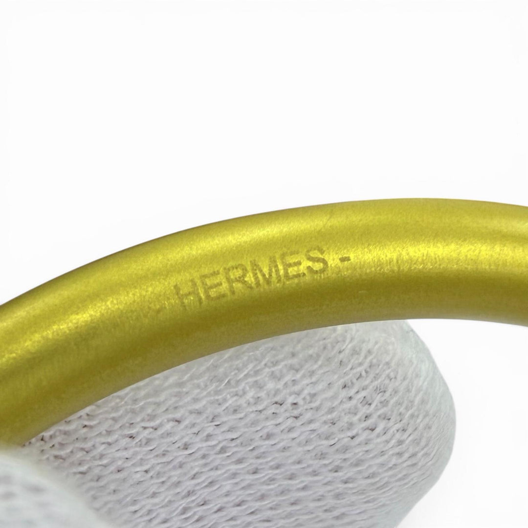 Excellent HERMES Necklace Loop Gran Necklace Yellow (Jaune type) leather Women