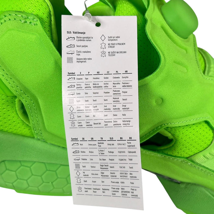 Pristine VETEMENTS Reebok sneakers Insta Pump Fury Neon green mens 28.5 CN8496