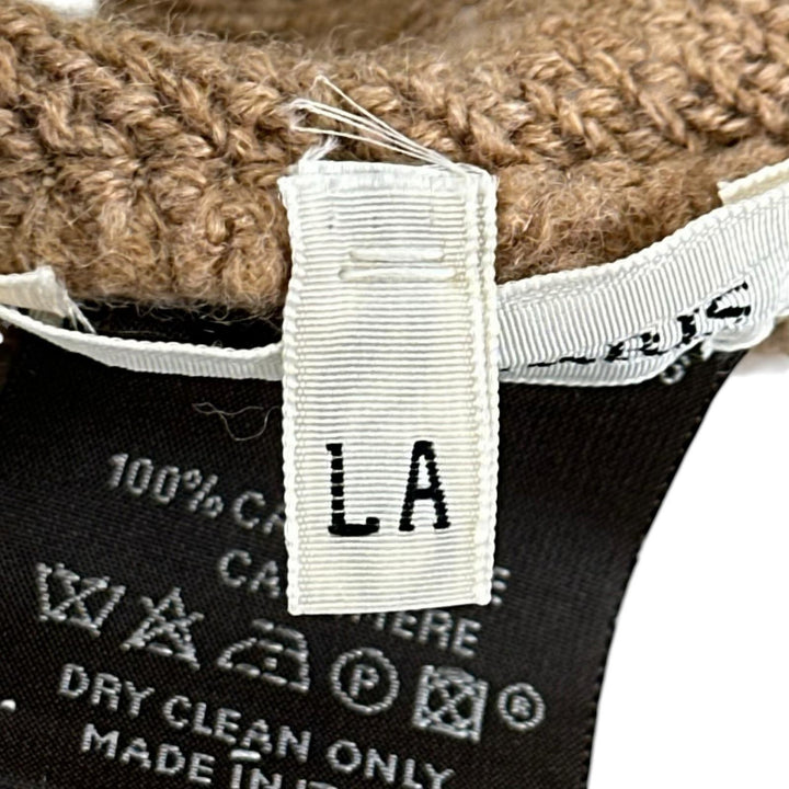 Excellent HERMES Knit cap Margiela-era H logo beanie Camel cashmere Women