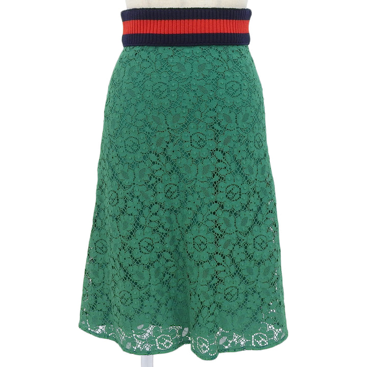 Excellent GUCCI skirt All-lace Sherry Line green cotton Women 36 415312