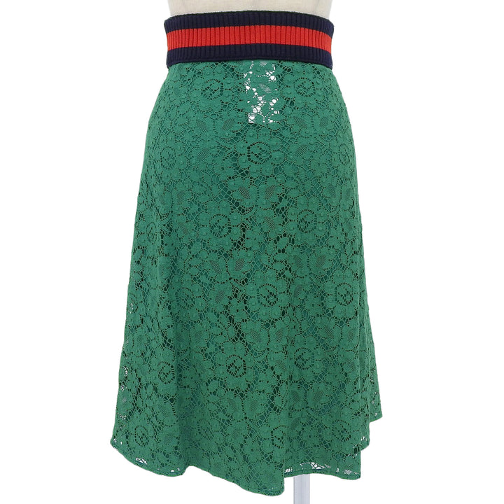 Excellent GUCCI skirt All-lace Sherry Line green cotton Women 36 415312