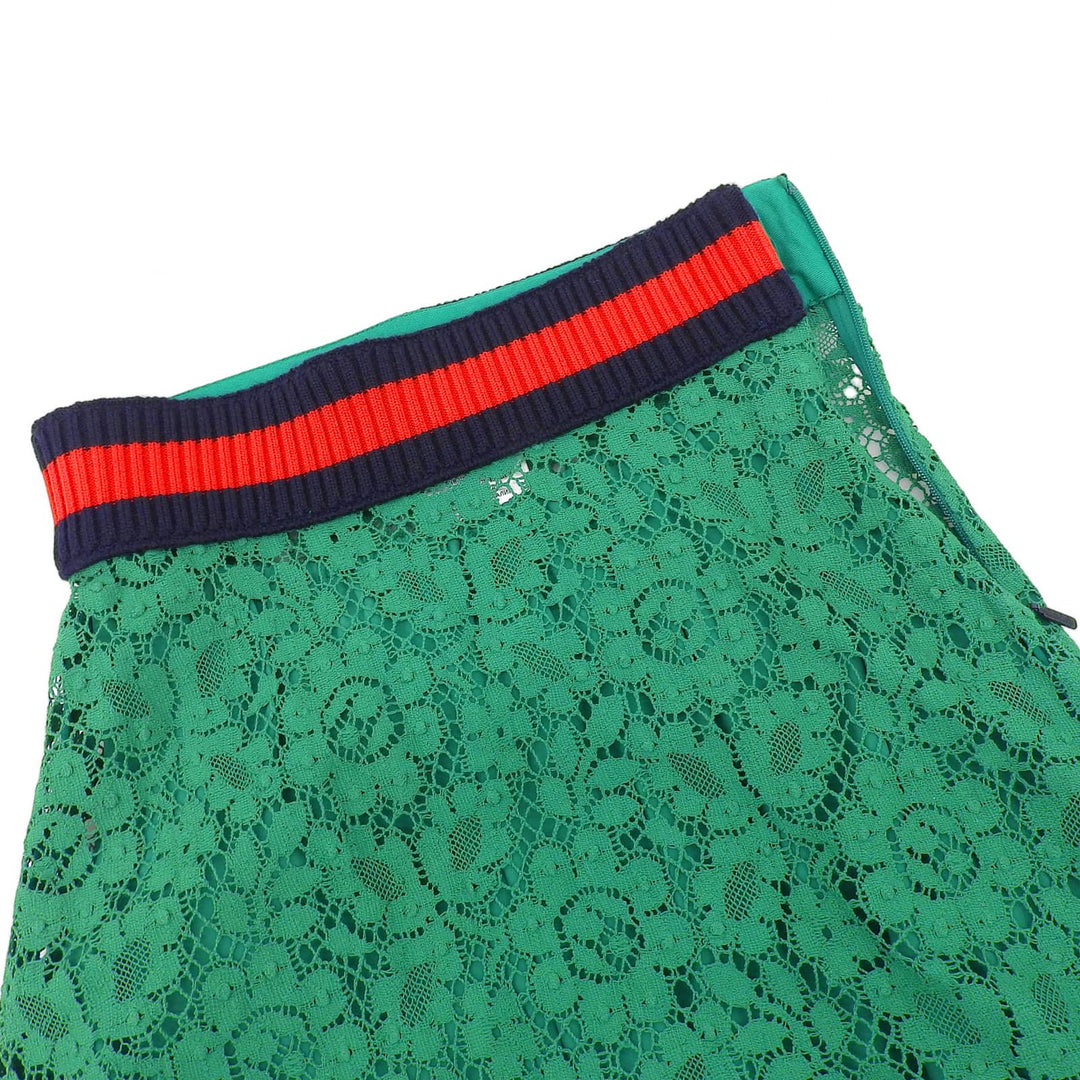 Excellent GUCCI skirt All-lace Sherry Line green cotton Women 36 415312