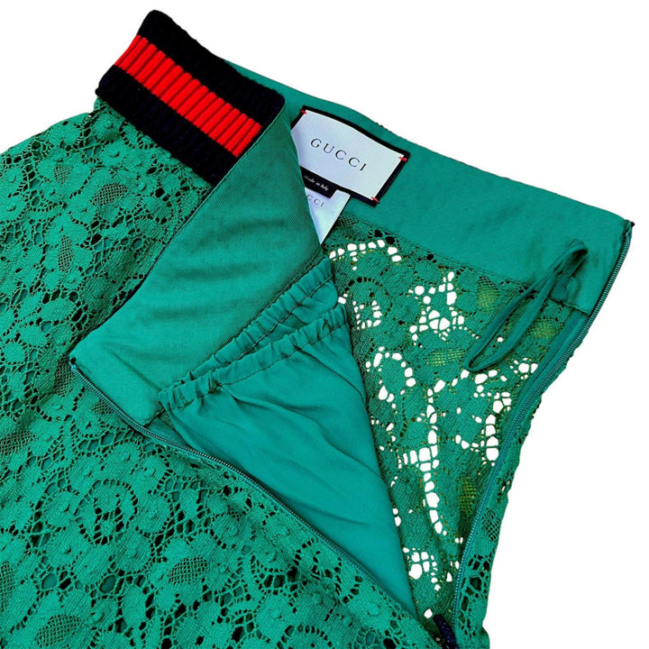 Excellent GUCCI skirt All-lace Sherry Line green cotton Women 36 415312