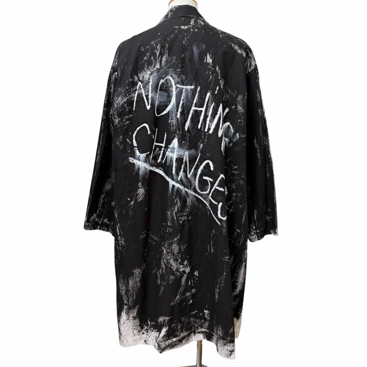 Excellent TIGRAN AVETISYAN coat Hand-painted buttonless black cotton mens 912497