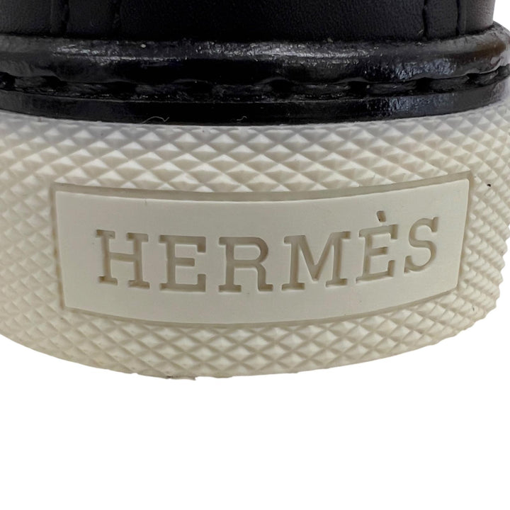 Great HERMES High cut sneakers Lenox Exclibris Collier de Chien black leather