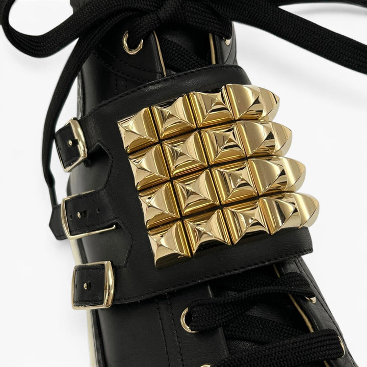Great HERMES High cut sneakers Lenox Exclibris Collier de Chien black leather