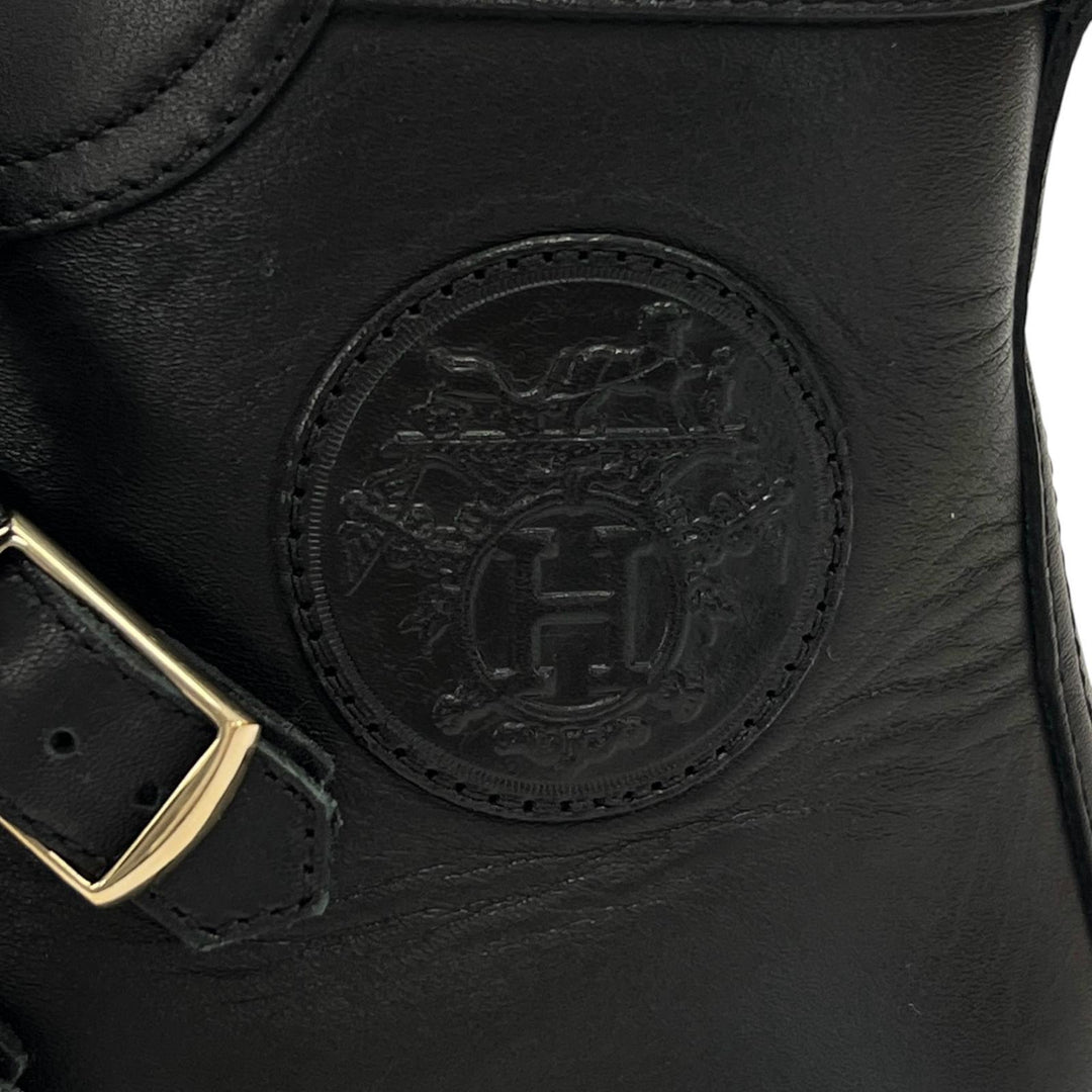 Great HERMES High cut sneakers Lenox Exclibris Collier de Chien black leather