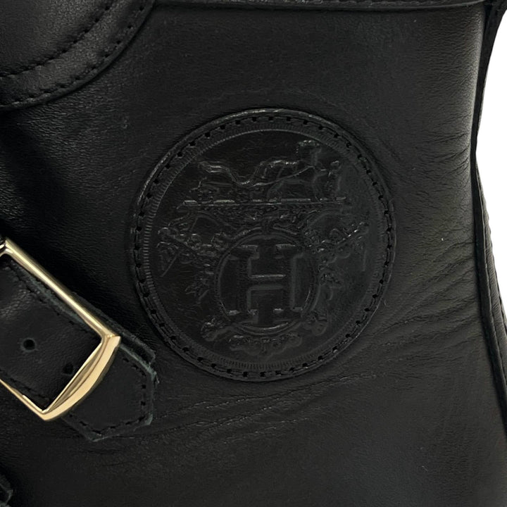 Great HERMES High cut sneakers Lenox Exclibris Collier de Chien black leather