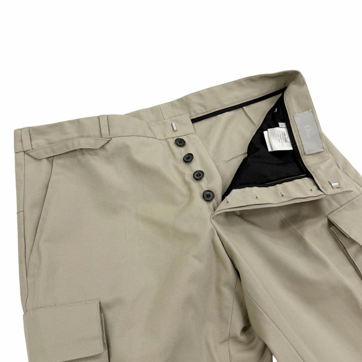 Excellent Dior HOMME cargo pants 2003: Hedi Slimane Stripped beige