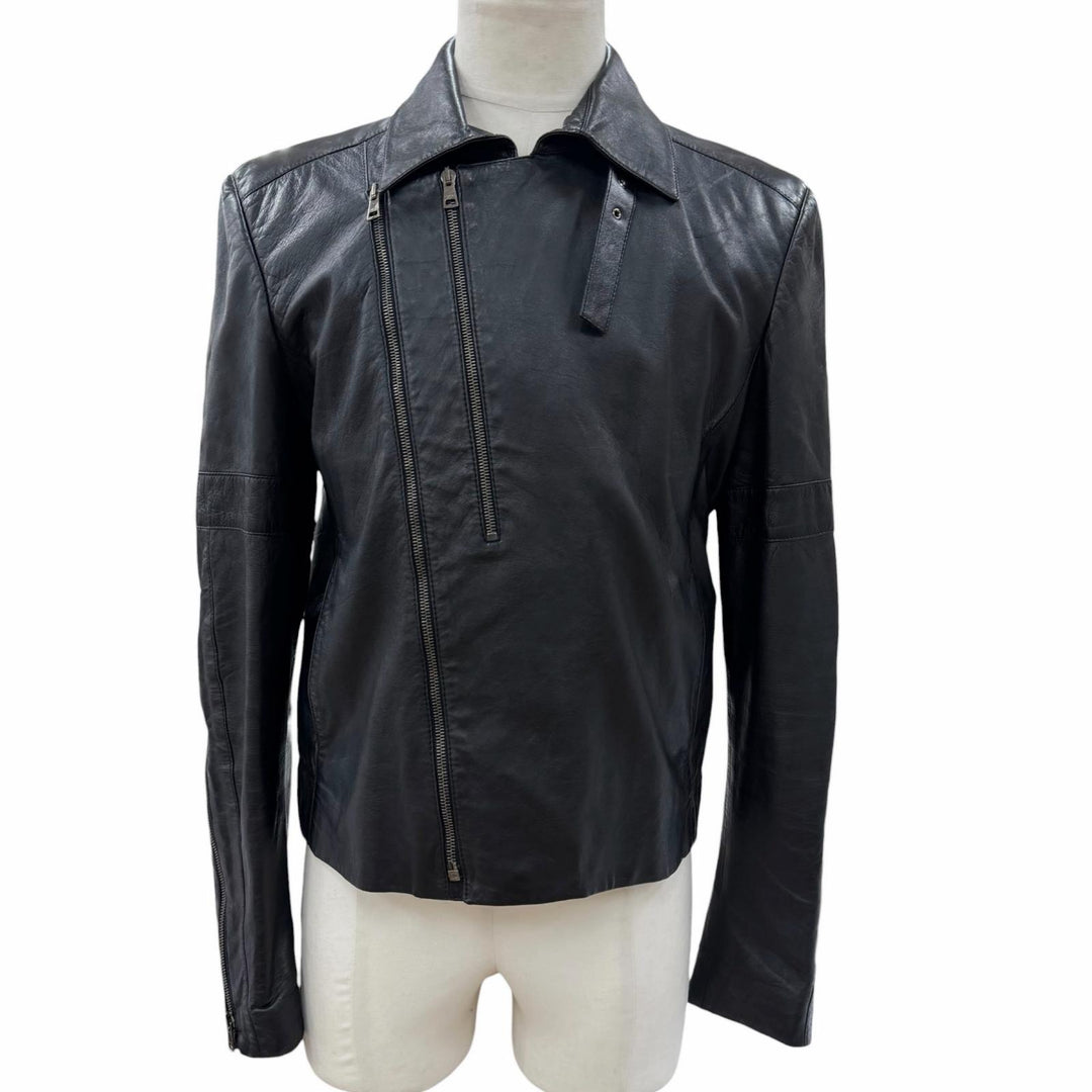 Excellent GUCCI Leather jacket Tom Ford era single/double black leather mens 46
