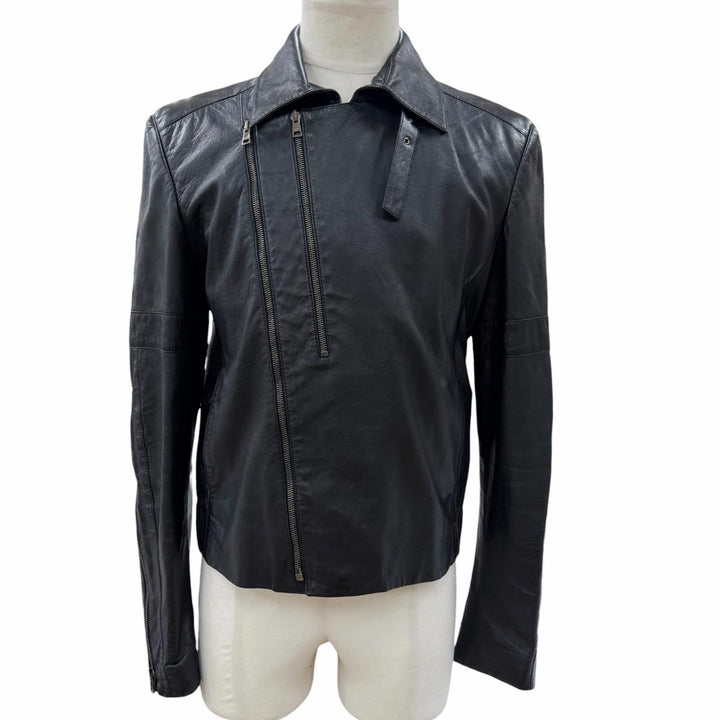Excellent GUCCI Leather jacket Tom Ford era single/double black leather mens 46