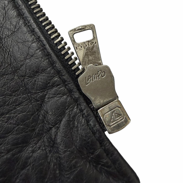 Excellent GUCCI Leather jacket Tom Ford era single/double black leather mens 46