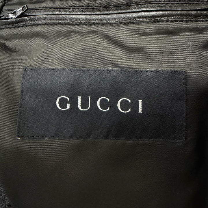 Excellent GUCCI Leather jacket Tom Ford era single/double black leather mens 46