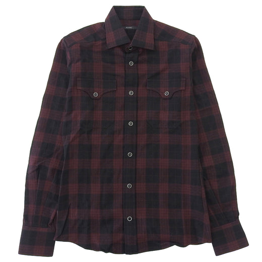 Excellent GUCCI Long sleeve shirt Tom Ford era check pattern Red series 162494