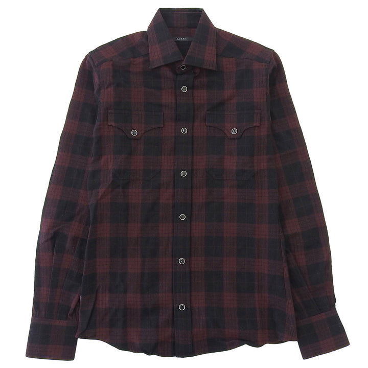 Excellent GUCCI Long sleeve shirt Tom Ford era check pattern Red series 162494