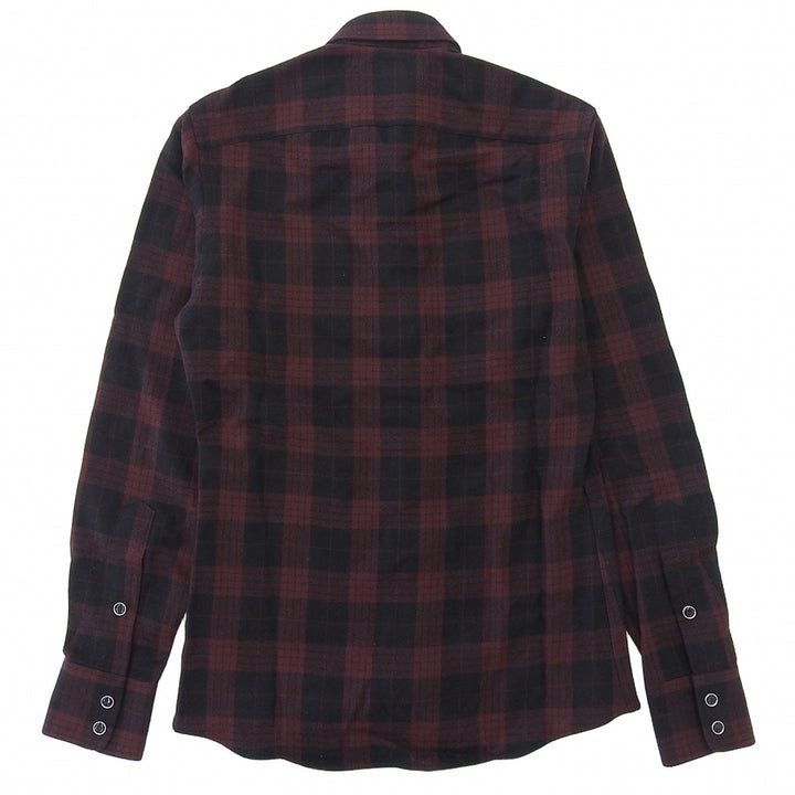 Excellent GUCCI Long sleeve shirt Tom Ford era check pattern Red series 162494