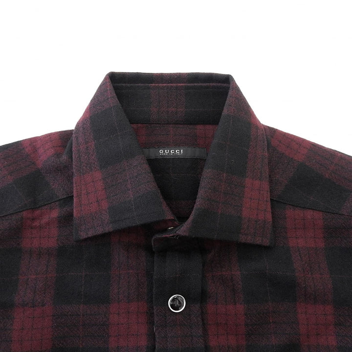 Excellent GUCCI Long sleeve shirt Tom Ford era check pattern Red series 162494