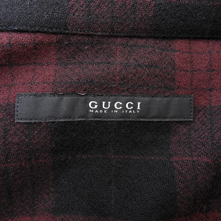 Excellent GUCCI Long sleeve shirt Tom Ford era check pattern Red series 162494