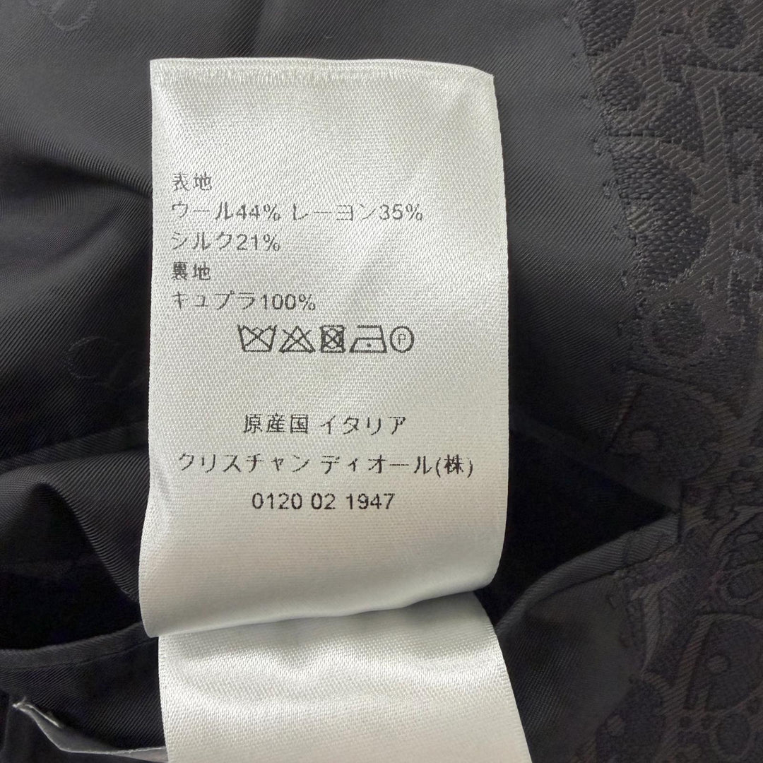 Excellent DIOR tailored jacket Oblique pattern single black wool mens 46