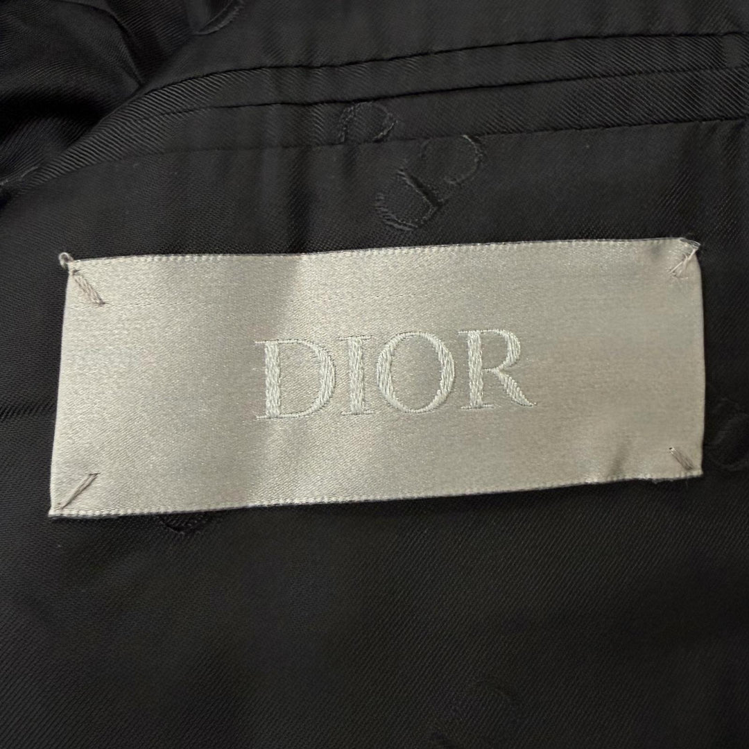 Excellent DIOR tailored jacket Oblique pattern single black wool mens 46