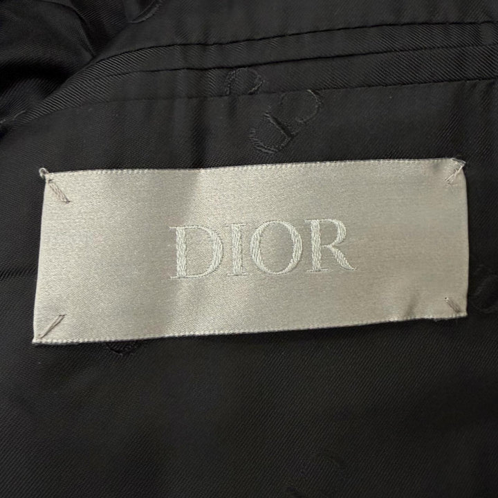 Excellent DIOR tailored jacket Oblique pattern single black wool mens 46