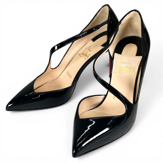 Excellent Christian Louboutin pumps Jumping 100 black Patent leather Women 35.5