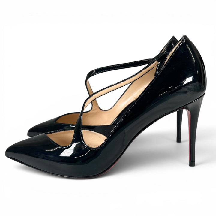 Excellent Christian Louboutin pumps Jumping 100 black Patent leather Women 35.5
