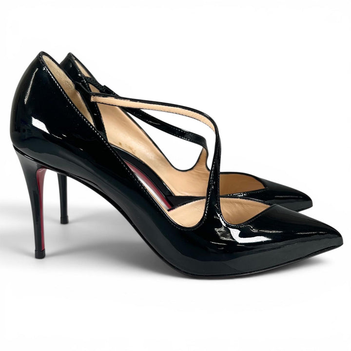 Excellent Christian Louboutin pumps Jumping 100 black Patent leather Women 35.5