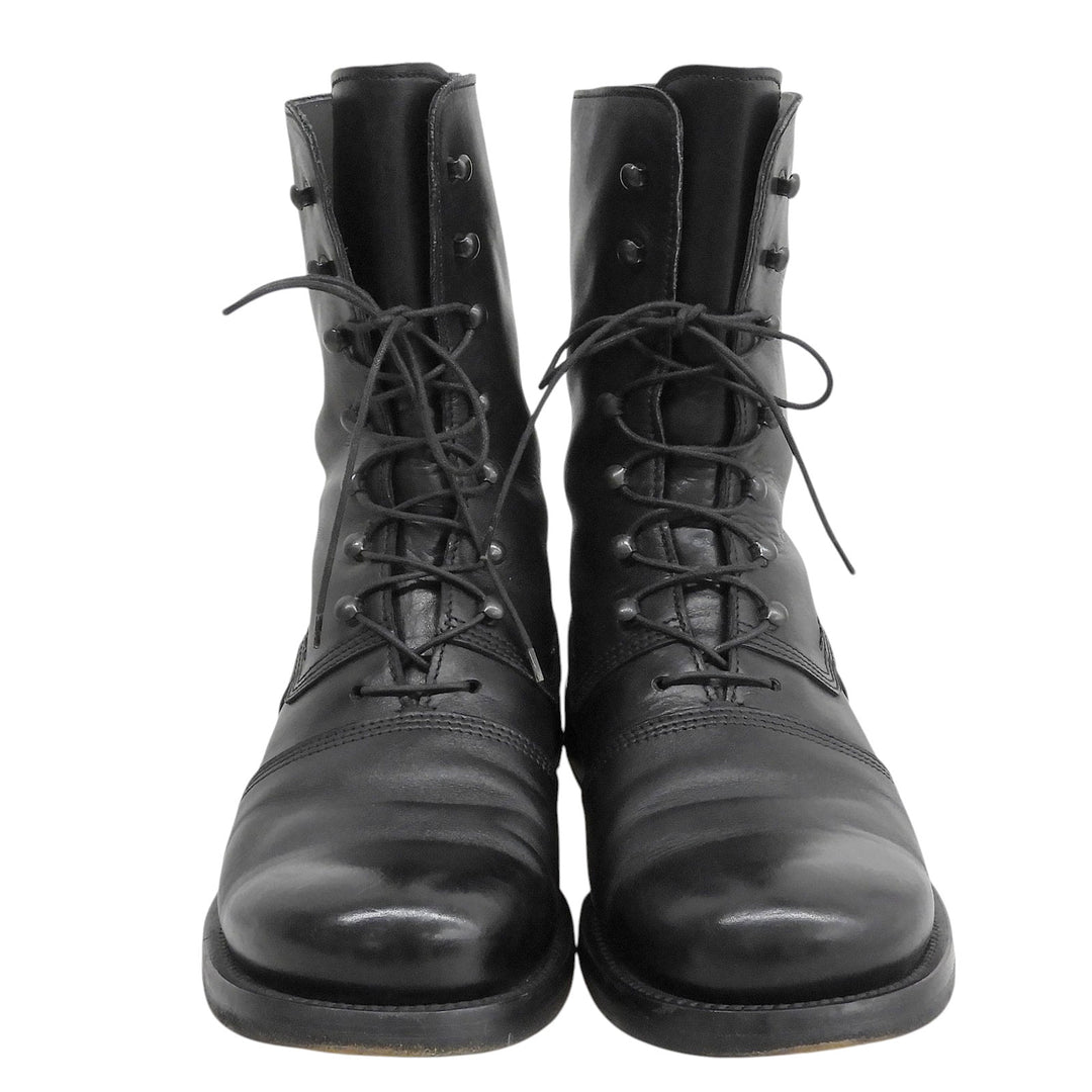 Great JIL SANDER boots LACE UP LEATHER COMBAT BOOTS Combat black leather 7.5