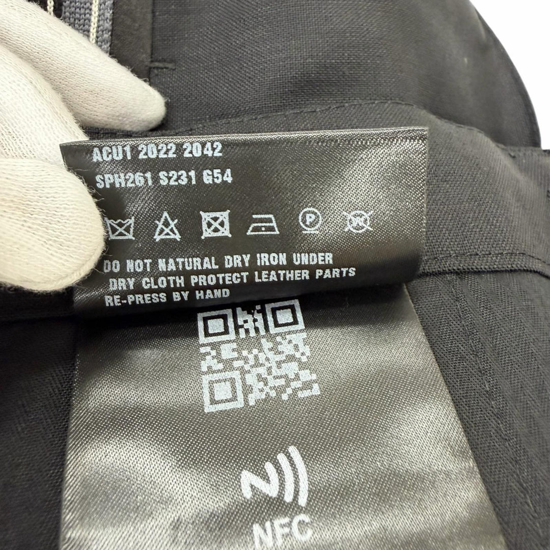 Pristine PRADA slacks Triangle logo, hem zipper, side stripe black mohair
