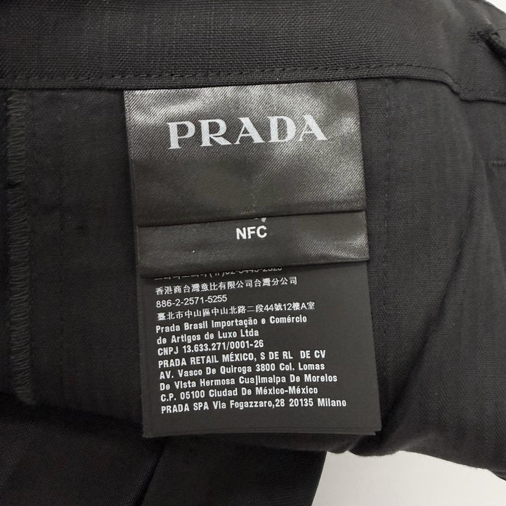 Pristine PRADA slacks Triangle logo, hem zipper, side stripe black mohair