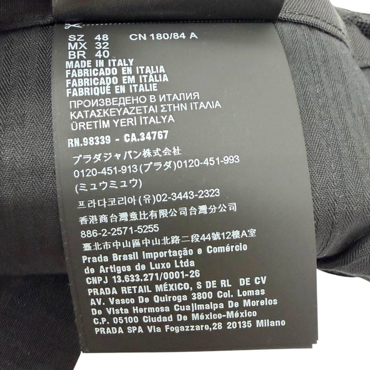Pristine PRADA slacks Triangle logo, hem zipper, side stripe black mohair