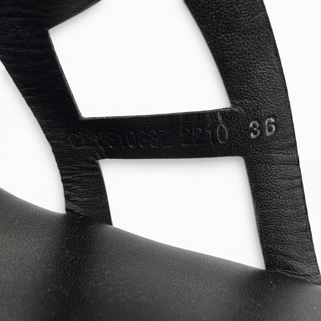 Excellent HERMES Sandals Gypsy Chaine d'Ancre platform leather shoes black 36