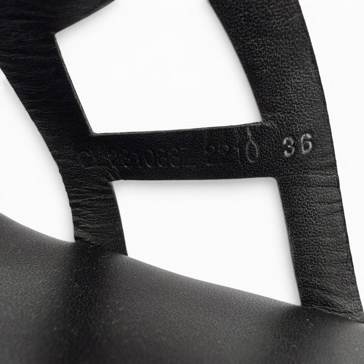 Excellent HERMES Sandals Gypsy Chaine d'Ancre platform leather shoes black 36