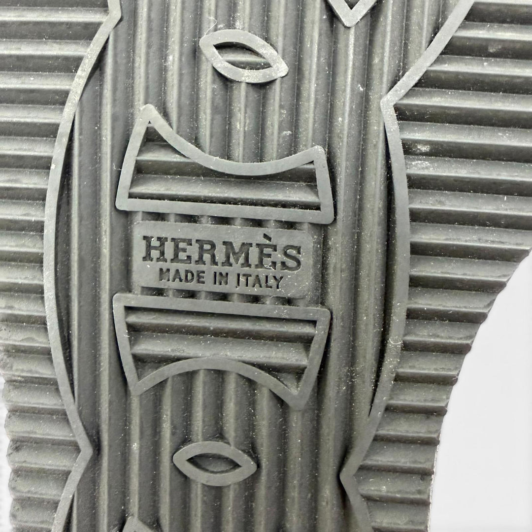 Excellent HERMES Sandals Gypsy Chaine d'Ancre platform leather shoes black 36