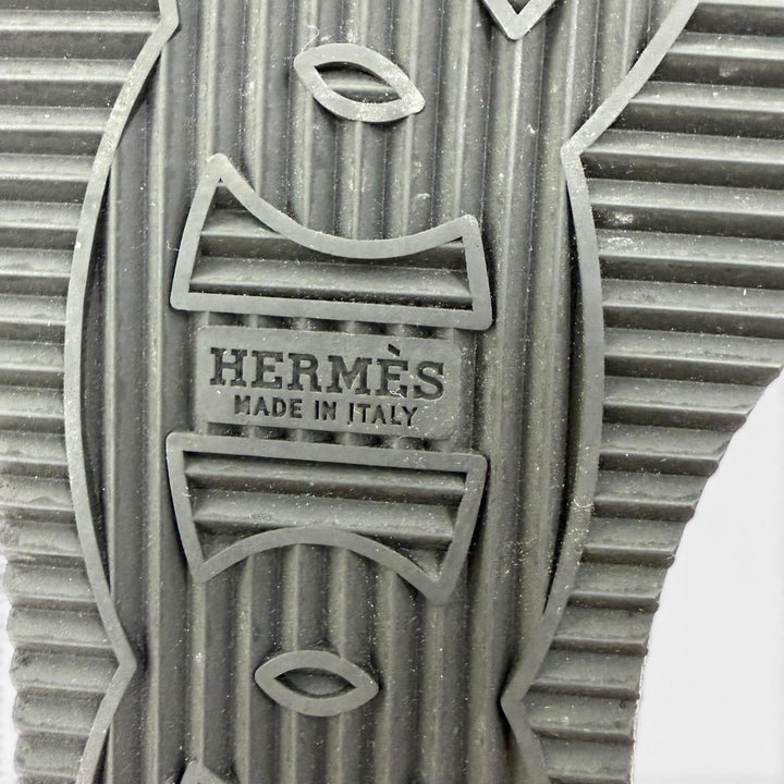 Excellent HERMES Sandals Gypsy Chaine d'Ancre platform leather shoes black 36
