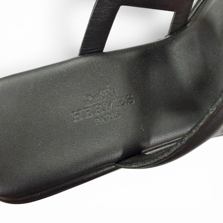 Excellent HERMES Sandals Gypsy Chaine d'Ancre platform leather shoes black 36