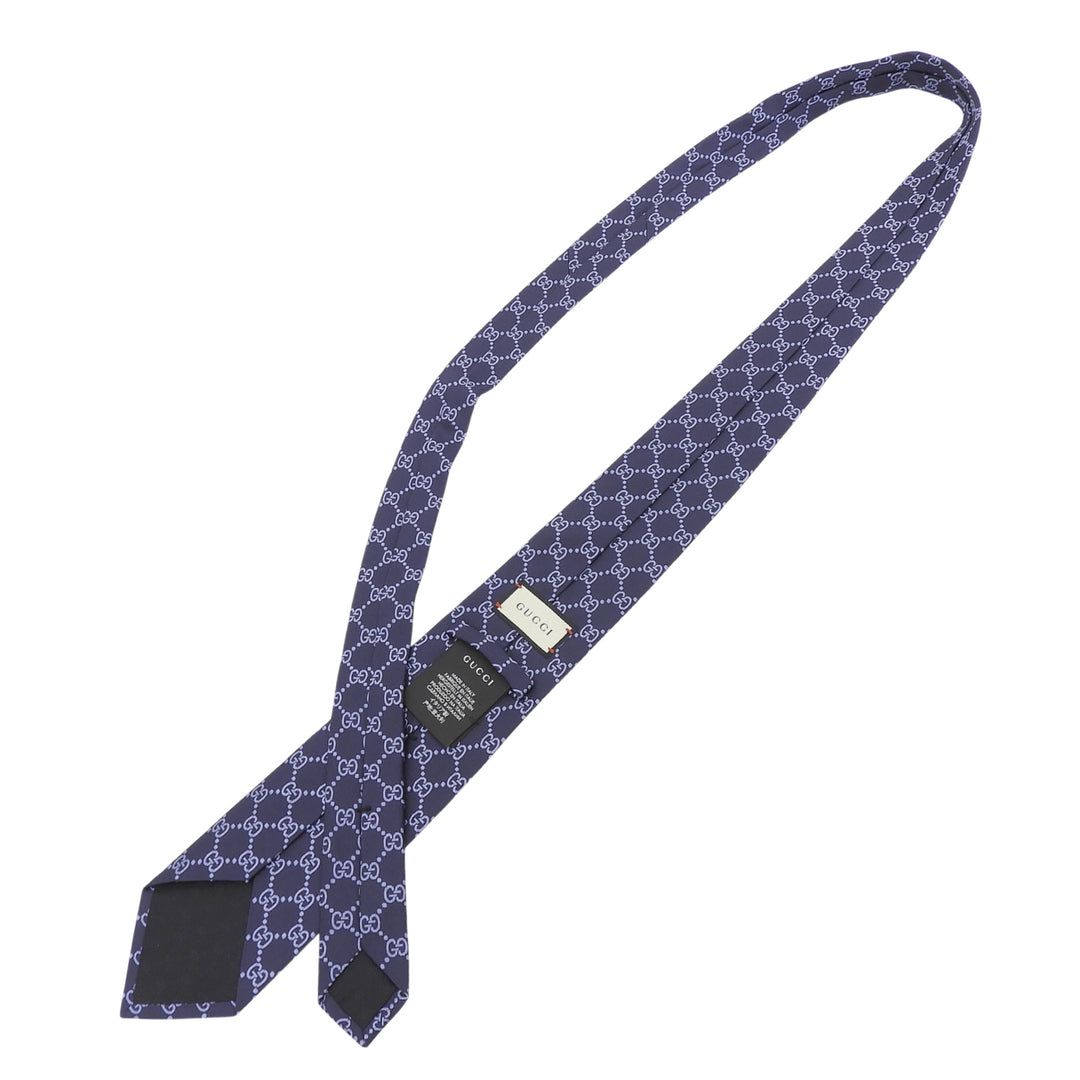 Excellent GUCCI tie GG pattern jacquard Navy silk mens