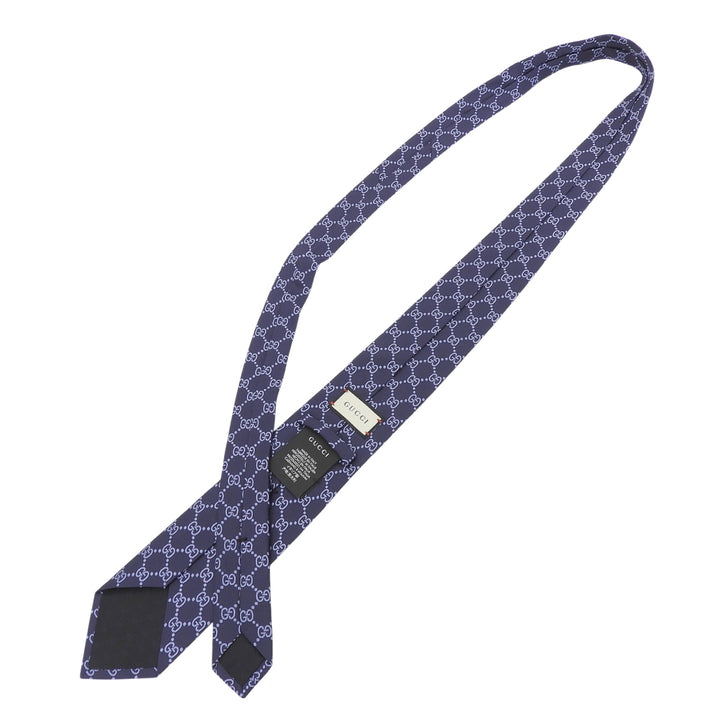 Excellent GUCCI tie GG pattern jacquard Navy silk mens