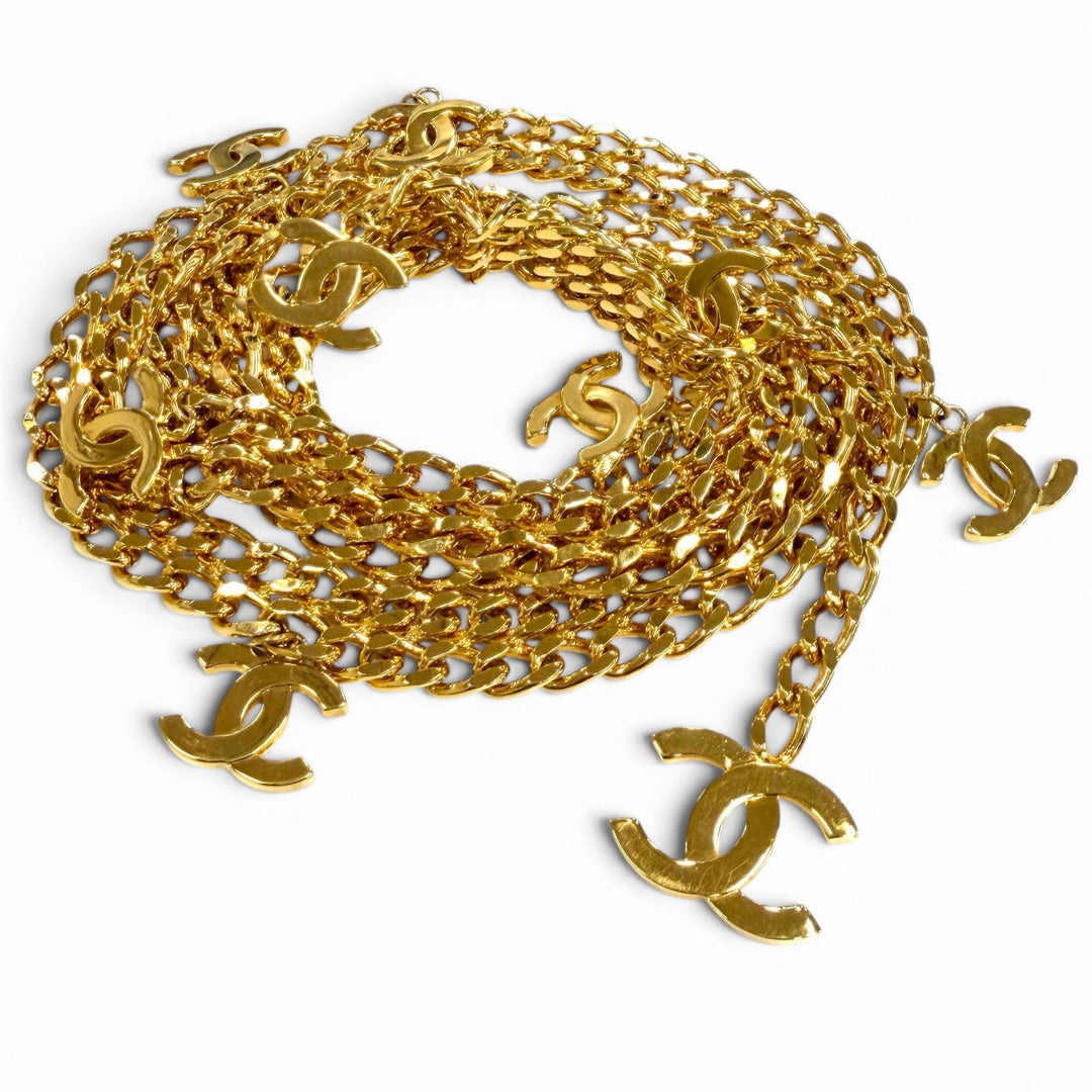 Excellent CHANEL belt COCO Mark Chain gold ー Women 97A