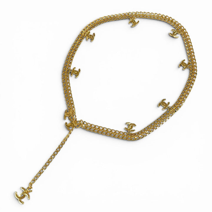 Excellent CHANEL belt COCO Mark Chain gold ー Women 97A