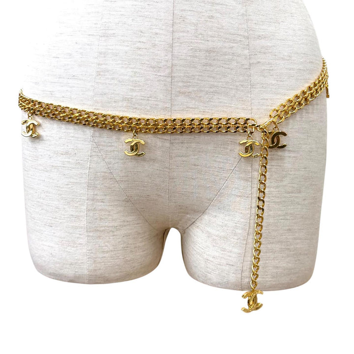 Excellent CHANEL belt COCO Mark Chain gold ー Women 97A