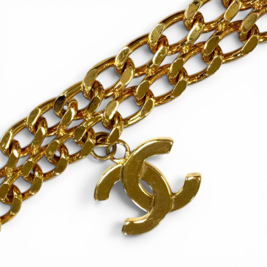 Excellent CHANEL belt COCO Mark Chain gold ー Women 97A