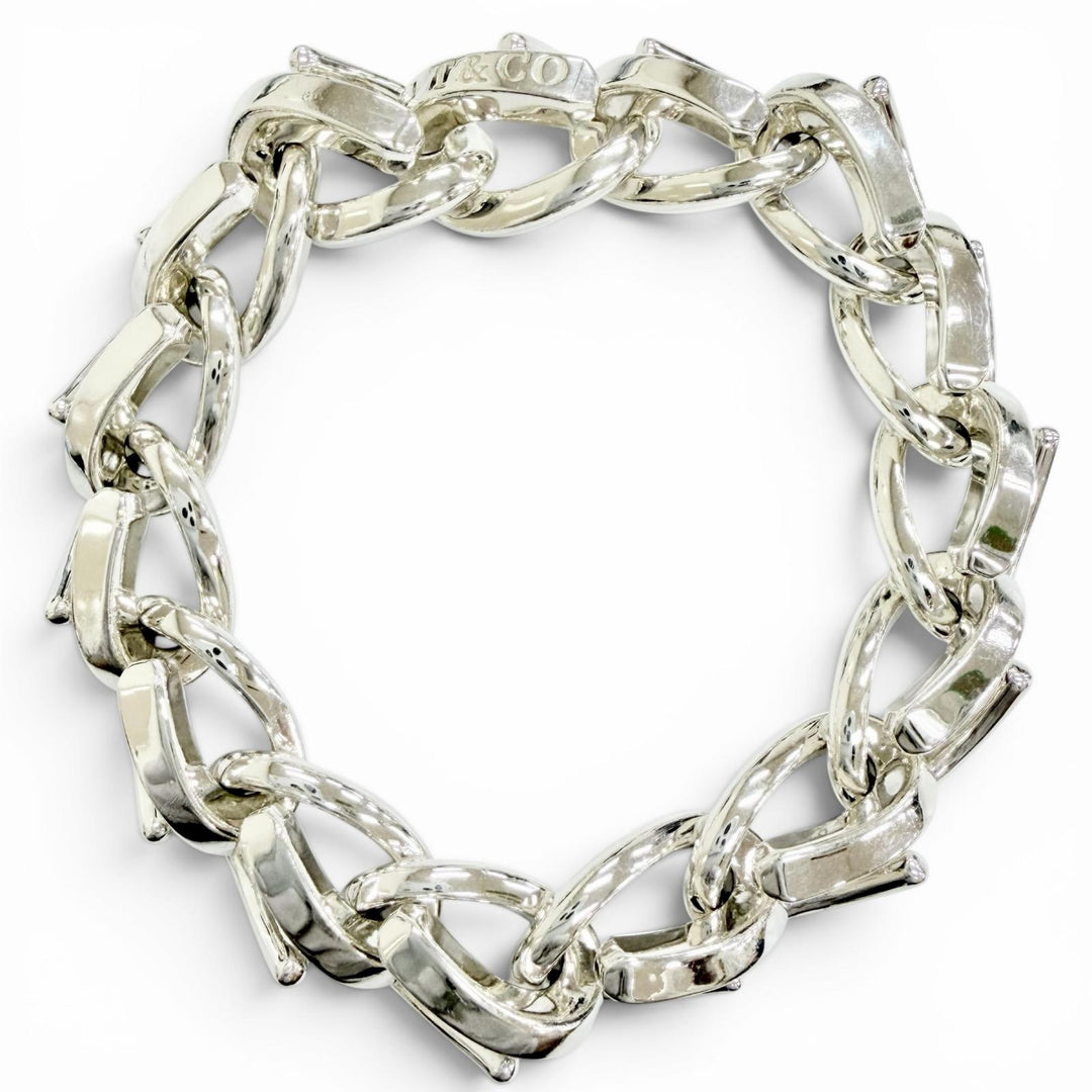 Excellent TIFFANY&Co. bracelet Forge Large Link 15 frames Silver AG925 Women 18