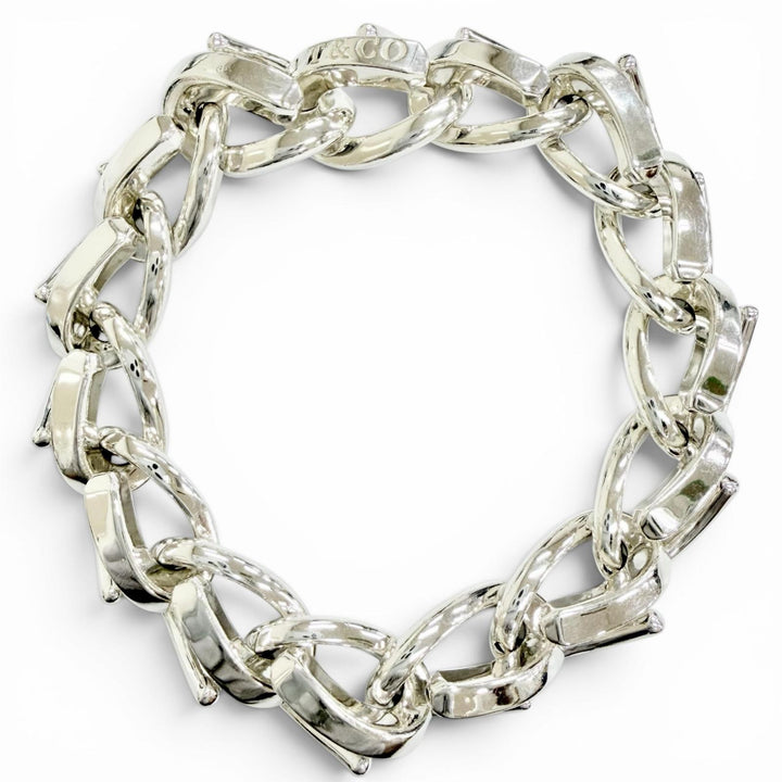 Excellent TIFFANY&Co. bracelet Forge Large Link 15 frames Silver AG925 Women 18