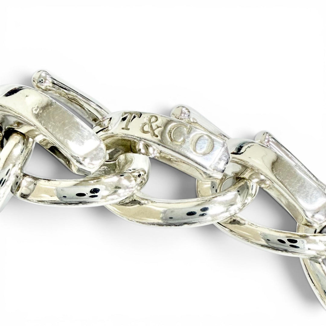 Excellent TIFFANY&Co. bracelet Forge Large Link 15 frames Silver AG925 Women 18