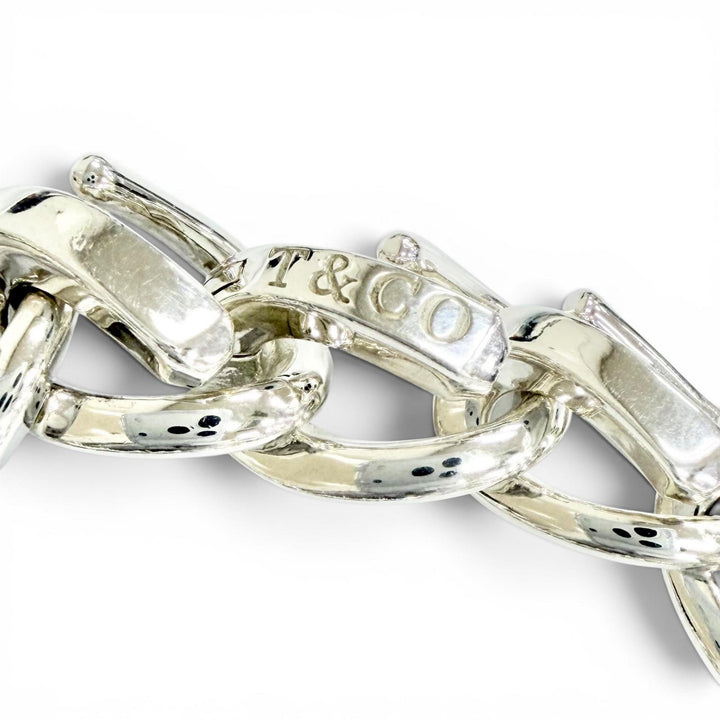 Excellent TIFFANY&Co. bracelet Forge Large Link 15 frames Silver AG925 Women 18