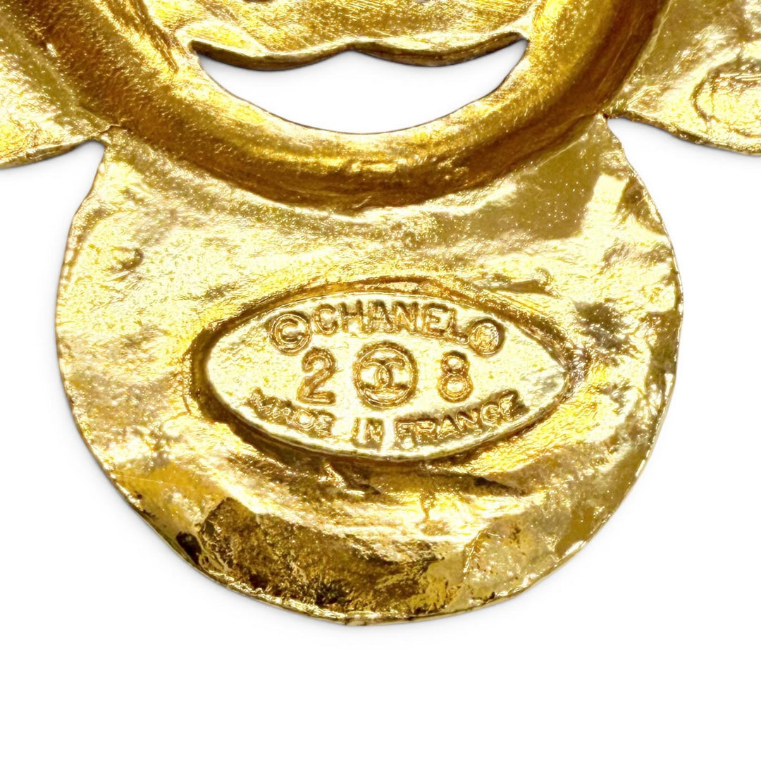 Excellent CHANEL Brooch COCO Mark Flower motif gold Women 28