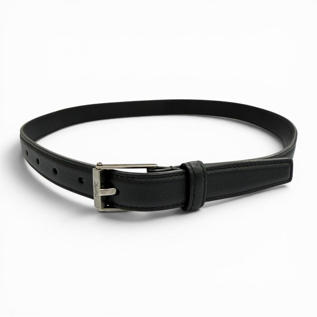 Excellent SAINT LAURENT belt Narrow belt Dark marks processing leather 479388